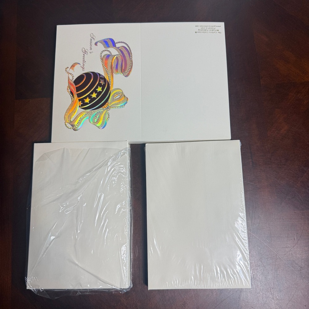 Vintage Christmas Cards Holographic Foil Ornament Lot w envelope‎